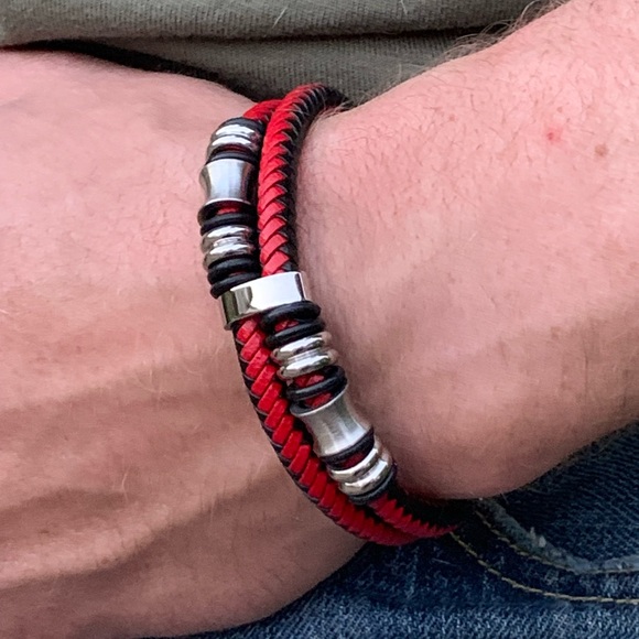 Montecarlo Leather & Stainless Racing Bracelet - Picture 2 of 5